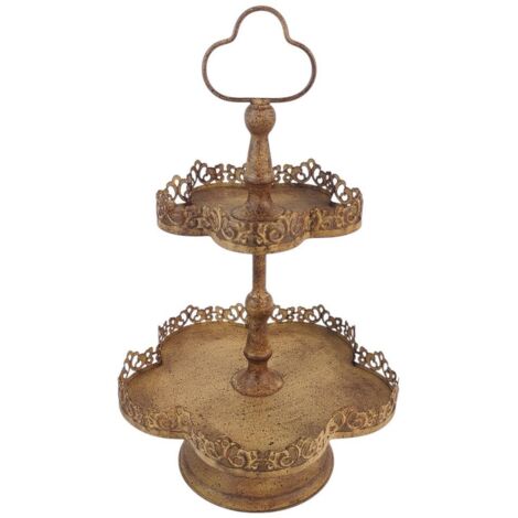 2 Tier Cake Stand - Metal - L28 x W28 x H48 cm - Rusty