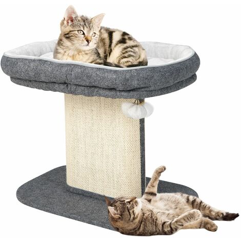 2 Tier Cat Tree Tower Stand Carpeted Natural Sisal Climbing Tower Play Center