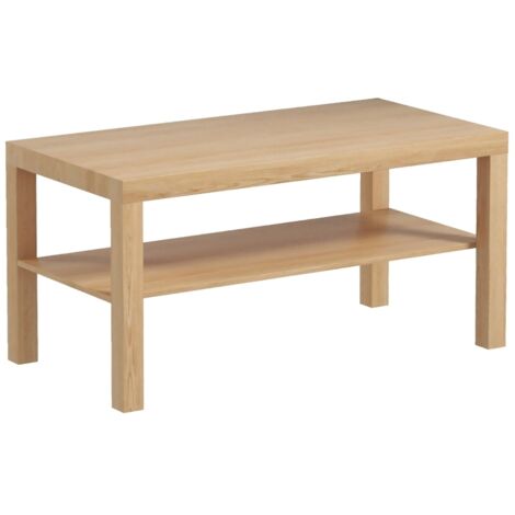 2-Tier Coffee Table with Storage Shelf, Rectangular Centre Table for Living Room, Home Office, Natural Wood Finish