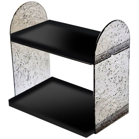 2 Tier Desk Organizer Double Layer Storage Rack Transparent Desktop Stand Holder for Stationery Cosmetic Glossy Black