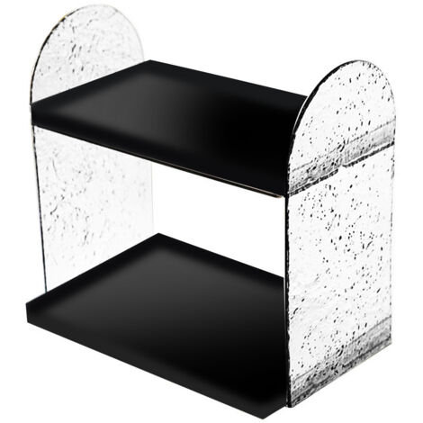 2 Tier Desk Organizer Double Layer Storage Rack Transparent Desktop Stand Holder for Stationery Cosmetic Transparent Black