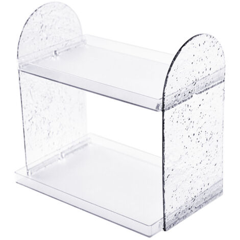 2 Tier Desk Organizer Double Layer Storage Rack Transparent Desktop Stand Holder for Stationery Cosmetic Transparent Color