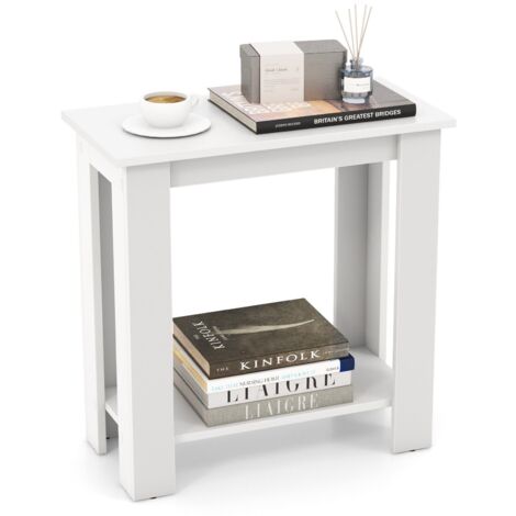 2-Tier End Table Sofa Bedside Table Nightstand Side Table with Storage Shelf