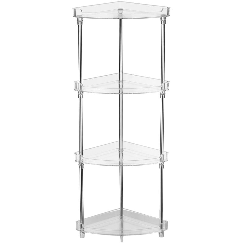 

4-Tier esquina de almacenamiento Organizador Caddy soporte para tocador de bano encimeras con patas 2 estantes claro, transparente, 4-Tier