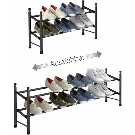 2-Tier Expandable Shoe Rack with Pivoting Bars