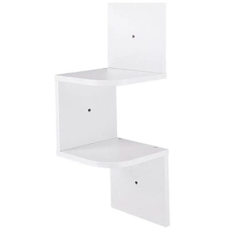2 Tier Wall Mounted Corner Shelf - White