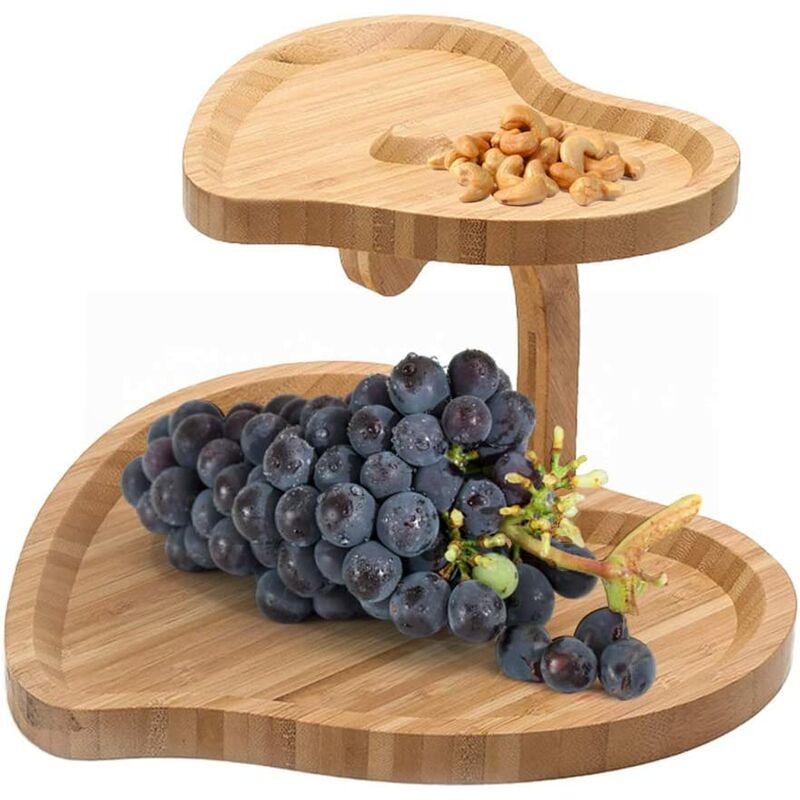 Bearsu - 2 Tier Wood Cake Stand, Cake Stand Cupcake Holder Dessert Fruit Afternoon Tea Serving Trays Wedding Party Evening Anniversary, 8 '/ 11' # 3