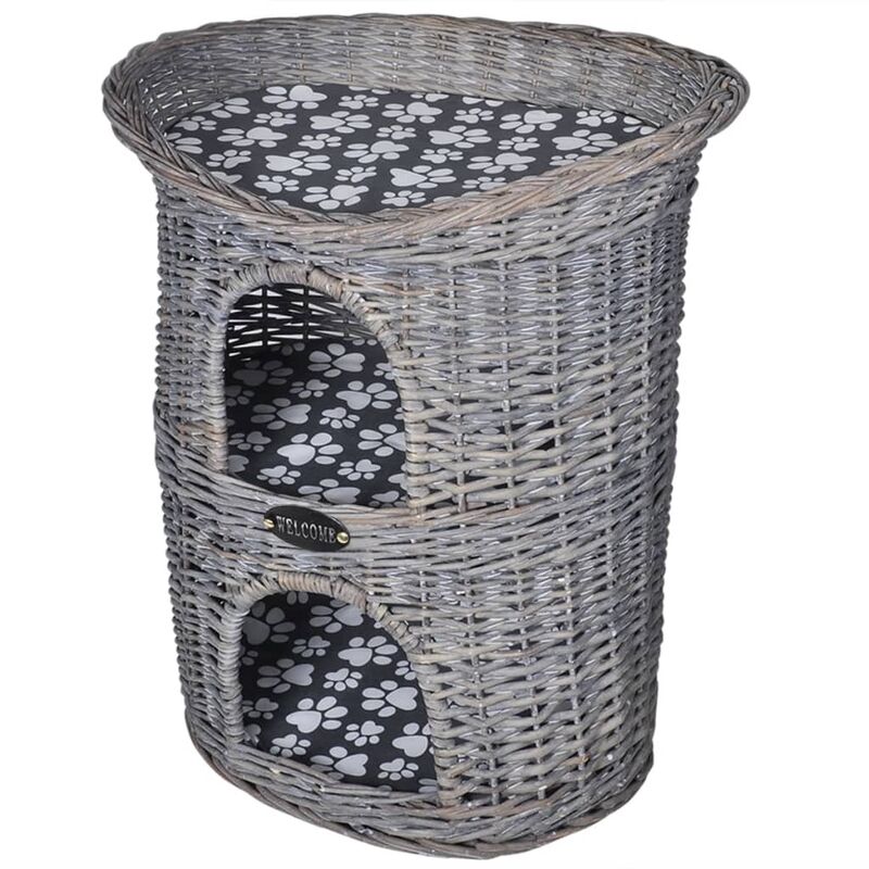 Vidaxl - 2 tiers Niche en forme d'arbre à chat en saule avec griffoir & coussin