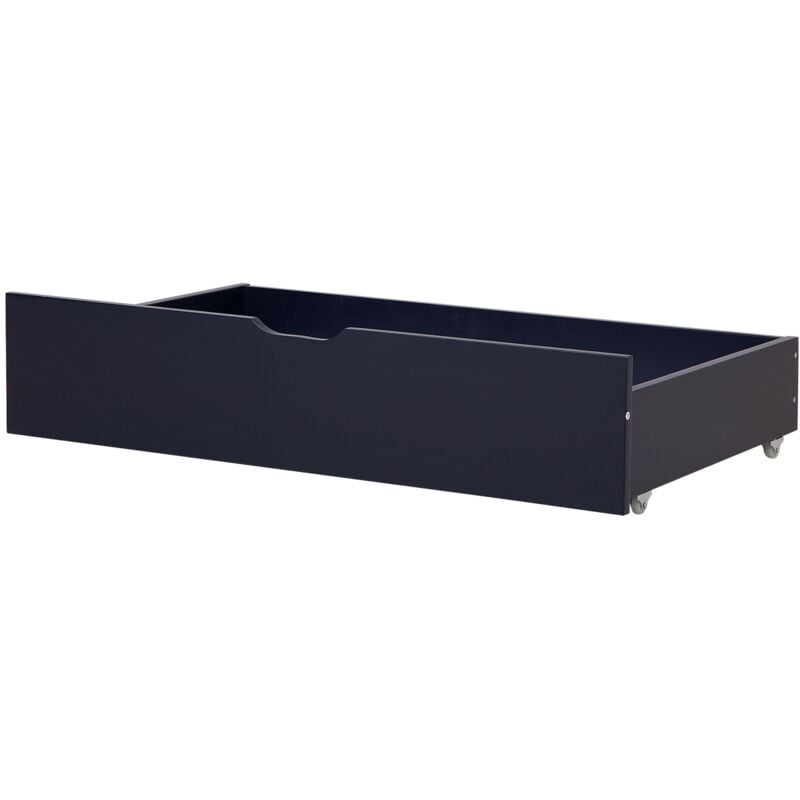 2 Tiroirs de Lit en Bois de Pin Bleu Marine Robustes et Spacieux à Roulettes en Gomme Beliani