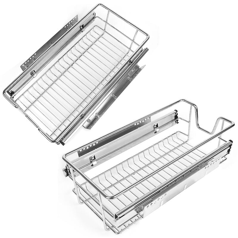 2 tiroirs de rangement téléscopiques - lot de 2, tiroirs coulissants cuisine, paniers coulissants cuisine - pour placard de 26cm