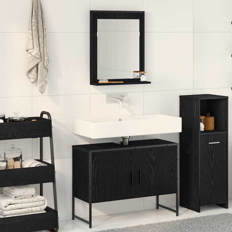 Vidaxl - Badezimmermöbel Set 2 Pcs Schwarz 80 X 33 X 60 Cm Holzwerkstoff