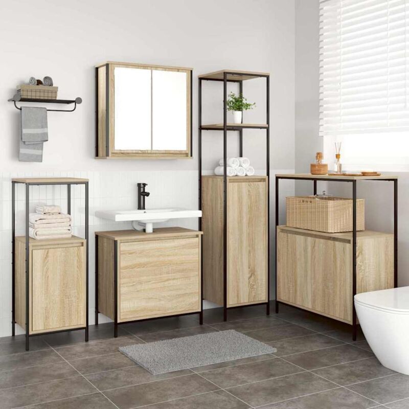 Vidaxl - 5-tlg. Badmöbel-set Sonoma Eiche Holzwerkstoff 420305