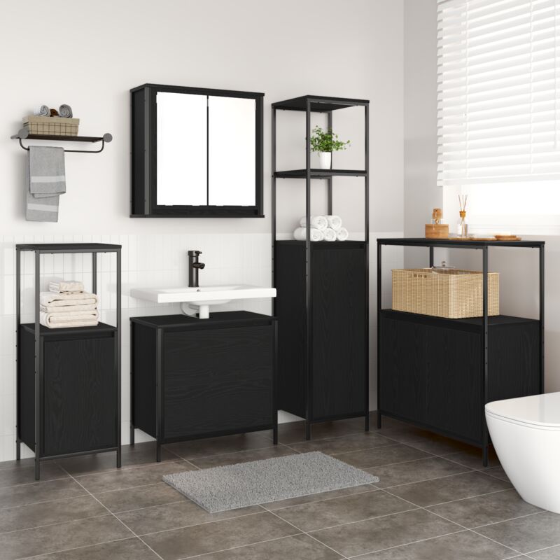 5-tlg. Badmöbel-set Schwarz Eiche Holzwerkstoff Vidaxl323392