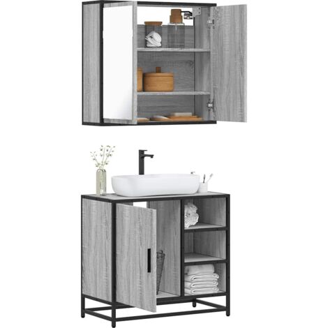 2-tlg. Badmöbel-Set Grau Sonoma Holzwerkstoff vidaXL
