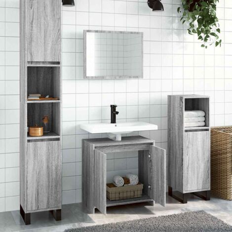 2-tlg. Badmöbel-Set Grau Sonoma Holzwerkstoff vidaXL