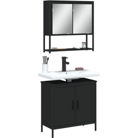 2-tlg. Badmöbel-Set Schwarz Holzwerkstoff vidaXL216311