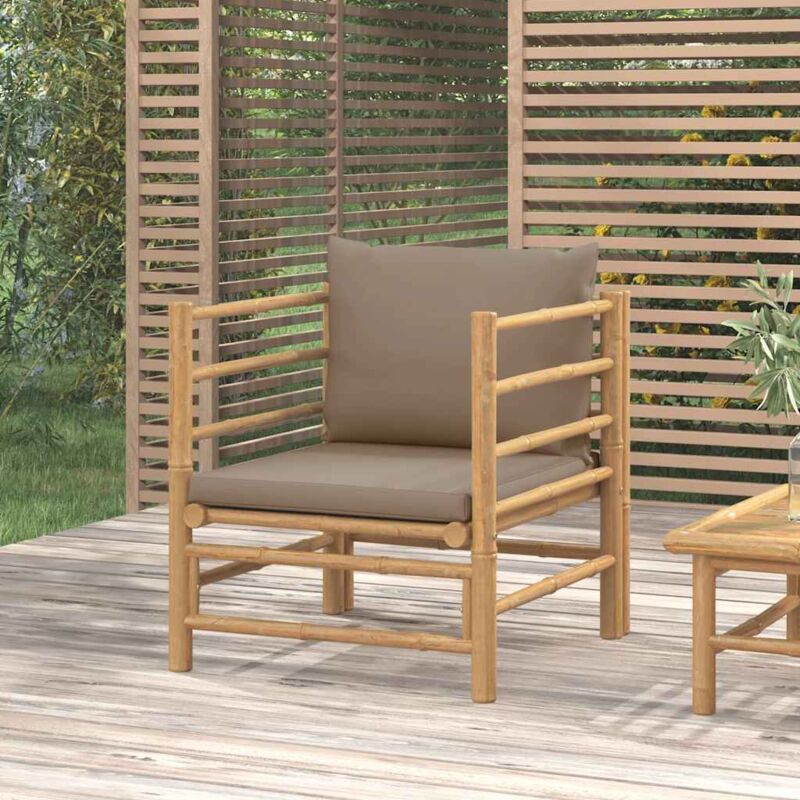 Gartensessel Mit Taupe Kissen Bambus - Vidaxl