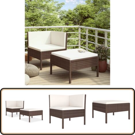2-tlg. Garten-Lounge-Set mit Auflagen Poly Rattan Braun - Gartenloungesessel - Outdoor-Loungeset - Gartenmöbeln - Rattan Sessel - Balkonmöbel