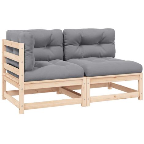 2-tlg. Garten-Lounge-Set mit Kissen Kiefer Massivholz vidaXL