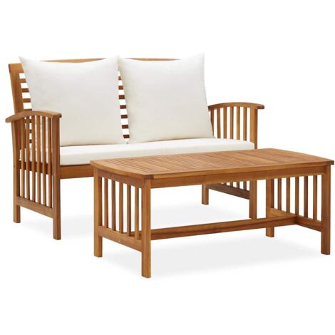 2-tlg. Garten-Lounge-Set mit Kissen Massivholz Akazie