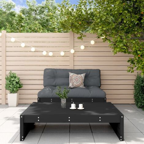 2-tlg. Garten-Lounge-Set mit Kissen Schwarz Massivholz vidaXL