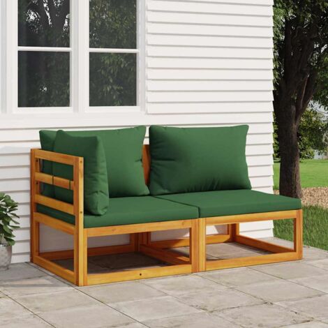 2-tlg. Garten-Sofa-Set mit Kissen Massivholz Akazie vidaXL