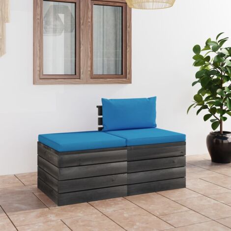 2-tlg. Garten-Sofagarnitur aus Paletten mit Kissen Kiefernholz 2743-A