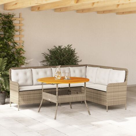 2-tlg. Garten-Sofagarnitur mit Kissen Beige Poly Rattan vidaXL