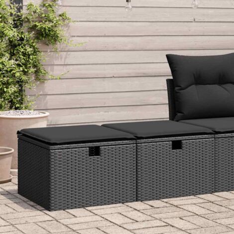 2-tlg. Garten-Sofagarnitur mit Kissen Schwarz Poly Rattan vidaXL