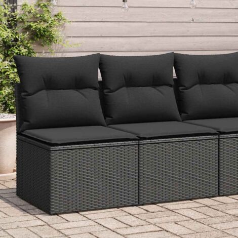 2-tlg. Garten-Sofagarnitur mit Kissen Schwarz Poly Rattan vidaXL
