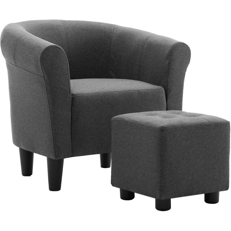 Vidaxl - 2-tlg. Sessel Hocker Set Stoff Dunkelgrau - Grau