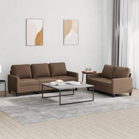 2-tlg. Sofagarnitur mit Kissen Braun Stoff vidaXL