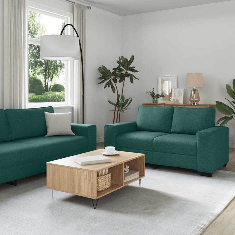 2-teiliges Sofa-set Mit Kissen, Dunkelgrüner Stoff Vidaxl
