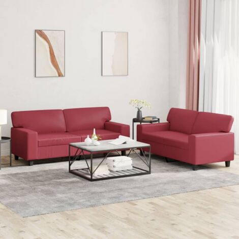 2-tlg. Sofagarnitur Weinrot Kunstleder vidaXL