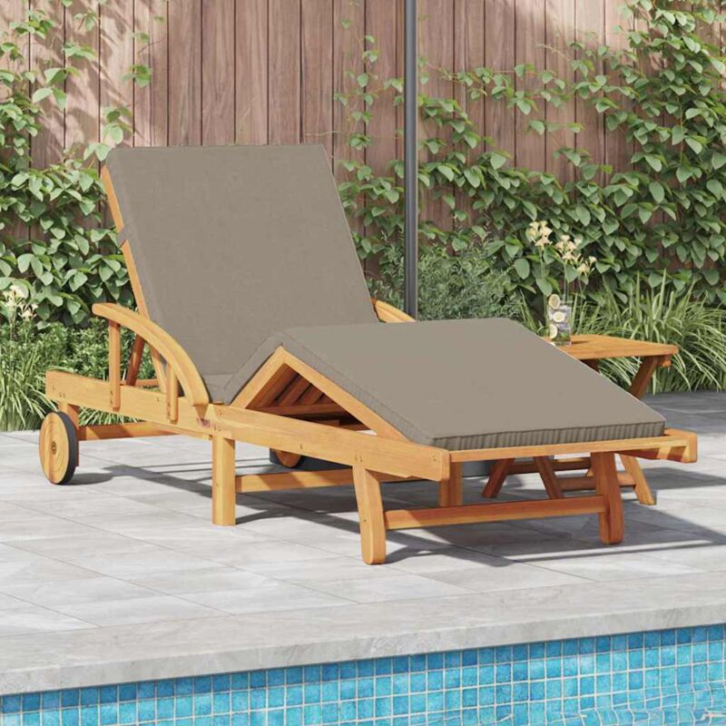 Vidaxl - Sonnenliege Mit Kissen Taupe 200 X 67 X 84cm Massivholz Akazie
