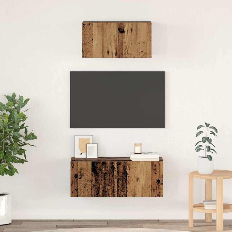 Vidaxl - Tv-schrank Set 2 Pcs Altholz 80 X 30 X 30 Cm Holzwerkstoff