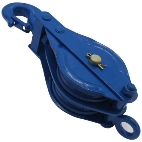 2 Ton 150MM Double Block With Hook Blue Painted - 16MM Pulley Wire Rope Safety Lifting