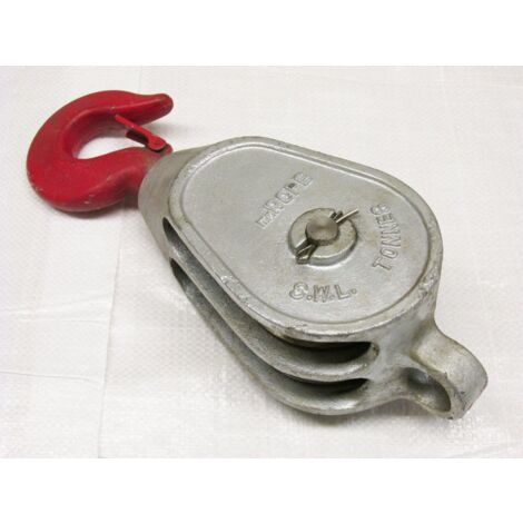 2 Ton 6" Red Head GMI Double Sheave Block With Swivel Hook Galvanised - 24MM Wire Rope Safety Liftin