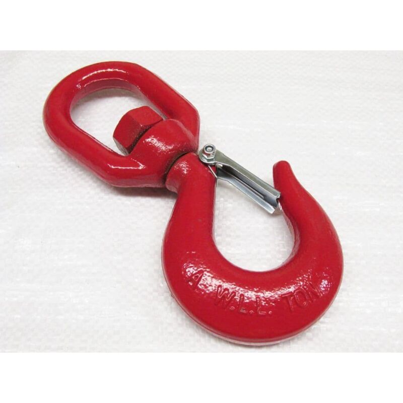 Securefix Direct - 2 Ton Large Swivel Hook With Safety Catch - 2000KG Alloy Steel Red Lifting Tested Certified