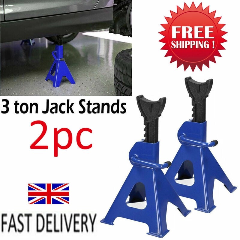 Briefness - 2X 3 ton car van caravan vehicle ratchet jack axel stand heavy duty trolley uk