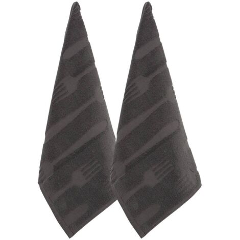 2 torchons Terry 70x45cm gris - Atmosphera créateur d'intérieur