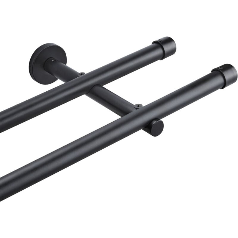 Ctlite - 2 Tringle à rideau murale 20 mm acier inoxydable Noir-160 cm