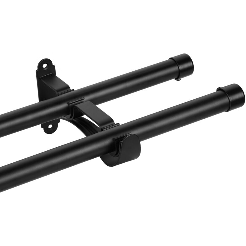 Ctlite - 2 Tringle à rideau murale 25 mm acier inoxydable Noir-180cm