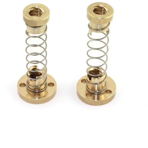 2 tuercas T8 antibalanceo con resorte para eliminar la holgura, compatibles con husillos de rosca Acme de 8 mm y accesorios para impresoras 3D.