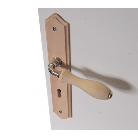 2 Türdrücker Holz Schlüsselloch, Holz Achsabstand 195 mm Centrale Brico