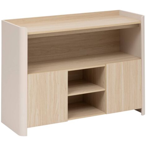 2-türiges sideboard roundy elfenbeinweiß und holz - 5five