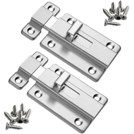 2 Türriegel aus Edelstahl (10 cm) für die Innensicherung, Schrauben im Lieferumfang enthalten