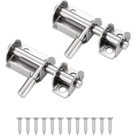 2 Türriegel aus Edelstahl, Mini-Schiebeschloss, ideal für Gartentore, Fenster und Lagerhallen (Silber).