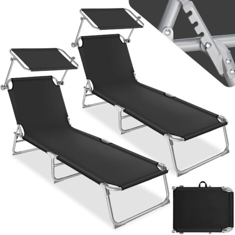 TECTAKE 2 tumbonas con 4 posiciones - hamaca de jardín plegable, mueble para patio con respaldo ajustable, asiento de terraza impermeable
