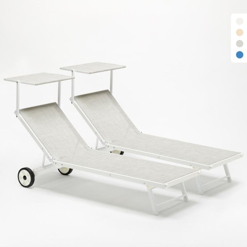 

2 Tumbonas con Ruedas Aluminio Patio Piscina Playa Alabama Stock 2 Piezas | Gris